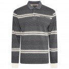 Bluza cu maneca lunga de culoare gri din bumbac 100%–STRIPE RUGBY POLO - 2XL 3XL 4XL 5XL 6XL 7XL
