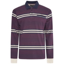 Bluza cu maneca lunga de culoare grena din bumbac 100%–STRIPE RUGBY POLO - 2XL 3XL 4XL 5XL 6XL 7XL