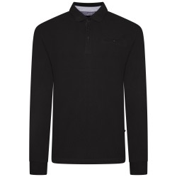 Bluza cu maneca lunga de culoare neagra din bumbac 100%–PIQUE - 2XL 3XL 4XL 5XL 6XL 7XL