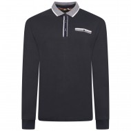 Bluza cu maneca lunga de culoare bleumarin din bumbac 100%–JERSEY POLO - 2XL 3XL 4XL 5XL 6XL 7XL