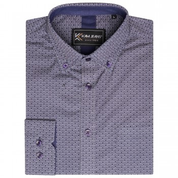 Camasa cu maneca lunga din bumbac 35% si polyester 65% ALL OVER GEO PRINT- 2XL 3XL 4XL 5XL 6XL-7XL