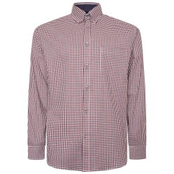 Camasa cu maneca lunga din bumbac 35% si polyester 65%  CASUAL GINGHAM CHECK CAROURI ALB – ROSII - BLEUMARIN - 2XL 3XL 4XL 5XL 6XL 7XL