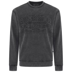 Bluza cu maneca lunga de culoare neagra din bumbac 100%– WASHED EMBOSSED - 2XL 3XL 4XL 5XL 6XL 7XL