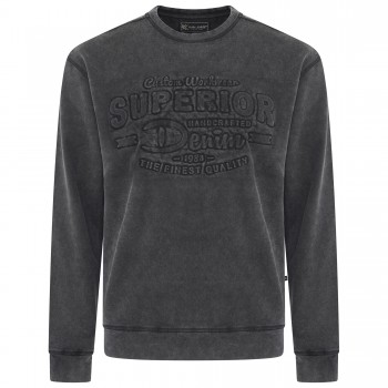 Bluza cu maneca lunga de culoare neagra din bumbac 100%– WASHED EMBOSSED - 2XL 3XL 4XL 5XL 6XL 7XL