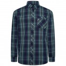 Camasa cu maneca lunga din bumbac 100% cu linii verzi bleumarin-CASUAL CHECK   - 2XL 3XL 4XL 5XL 6XL 7XL