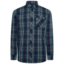 Camasa cu maneca lunga din bumbac 100% cu linii verzi bleumarin-CASUAL CHECK   - 2XL 3XL 4XL 5XL 6XL 7XL