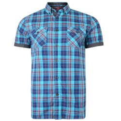 Camasa cu Maneca Scurta Retro cu carouri grena - RETRO CHECK SHIRT BURGUNDY - 2XL 3XL 4XL 5XL 6XL 7XL