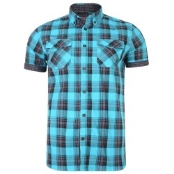 Camasa cu Maneca Scurta Retro cu carouri albastre - RETRO CHECK SHIRT TEAL - 2XL 3XL 4XL 5XL 6XL 7XL Camasa cu Maneca Scurta Retro cu carouri albastre - RETRO CHECK SHIRT TEAL - 2XL 3XL 4XL 5XL 6XL 7XL