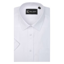 Camasa cu maneca scurta din bumbac 55% si polyester 45% CASUAL HERRINGBONE WHITE - 2XL 3XL 4XL 5XL 6XL 7XL